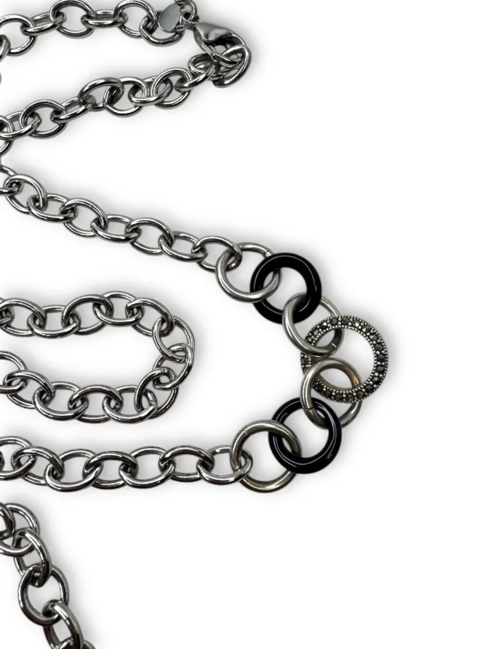 Judith Jack Sterling Silver Marcasite Black Necklace 30